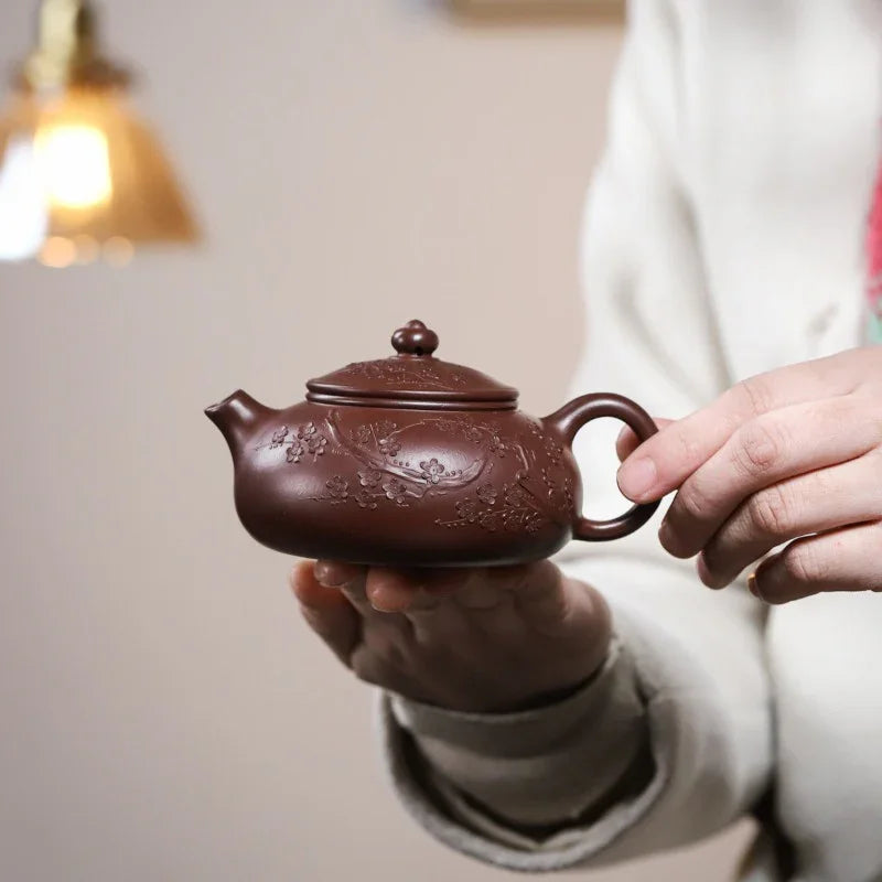 Yixing Zisha Teapot [Plum Blossom Han Jiang] (Zi Zhu Ni - 250ml)
