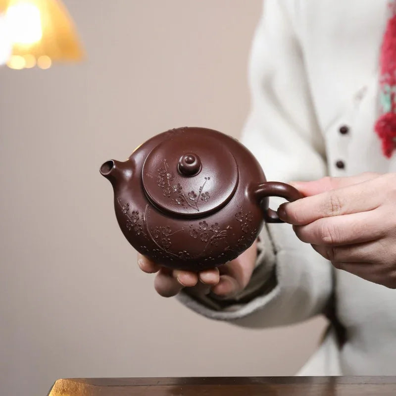 Yixing Zisha Teapot [Plum Blossom Han Jiang] (Zi Zhu Ni - 250ml)
