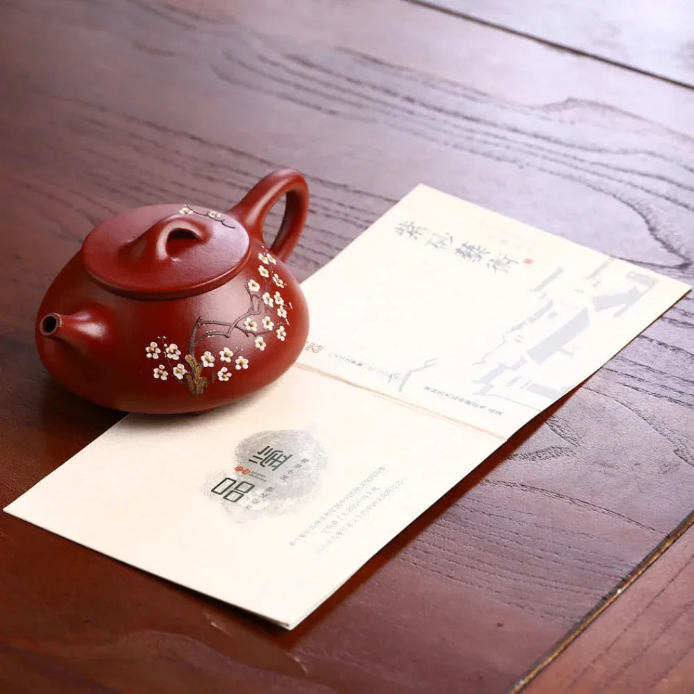 Yixing Zisha Teapot [Plum Blossom Jingzhou Shi Piao] (Dahongpao - 180ml) - YIQIN TEA HOUSE | yiqinteahouse.com | <200ml, new arrival, teapot, teaware, zisha teapot