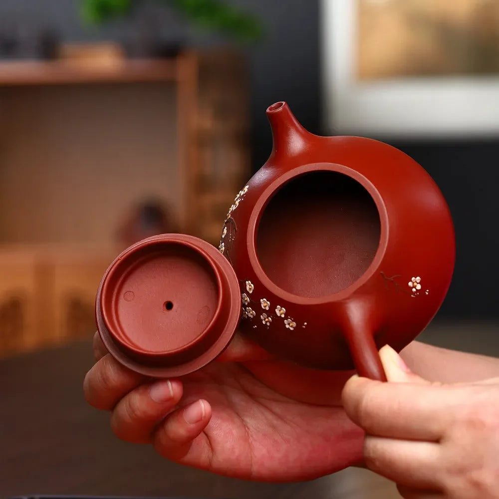 Yixing Zisha Teapot [Plum Blossom Jingzhou Shi Piao] (Dahongpao - 180ml) - YIQIN TEA HOUSE | yiqinteahouse.com | <200ml, new arrival, teapot, teaware, zisha teapot