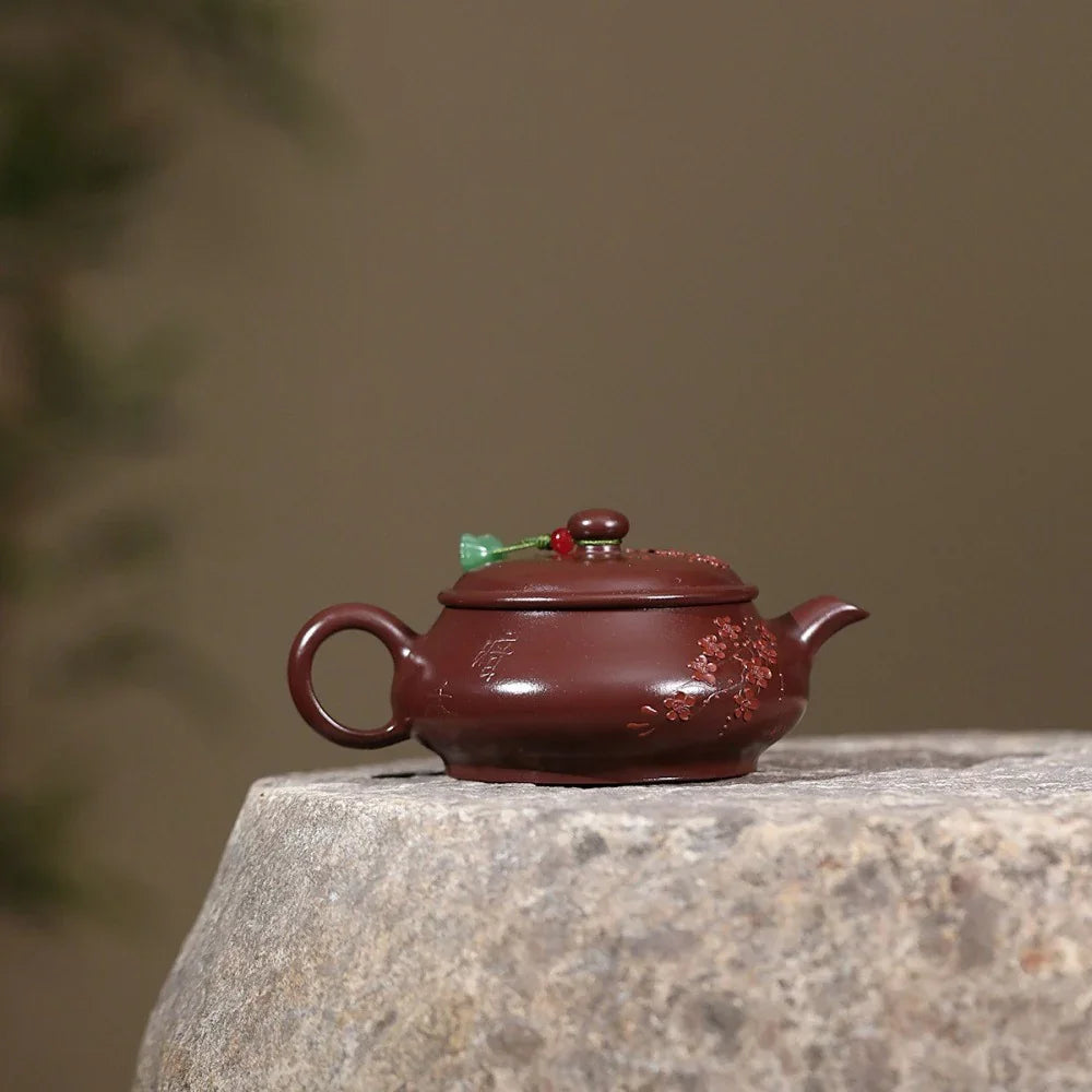宜兴紫砂茶壶[梅花明炉] (紫朱泥- 210ml)