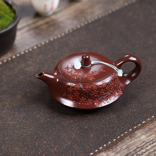 Yixing Zisha Teapot [Plum Blossom Qu Hu] (Zi Zhu Ni - 230ml)