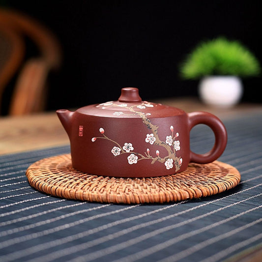 Yixing Zisha Teapot [Plum Blossom Tianji] (Zi Hong Ni - 190ml) - YIQIN TEA HOUSE | yiqinteahouse.com | <200ml, new arrival, teapot, teaware, zisha teapot