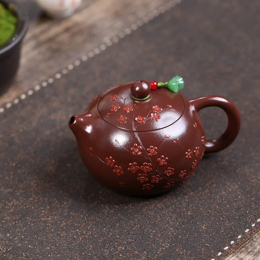 Yixing Zisha Teapot [Plum Blossom Xishi] (Zi Zhu Ni - 280ml)