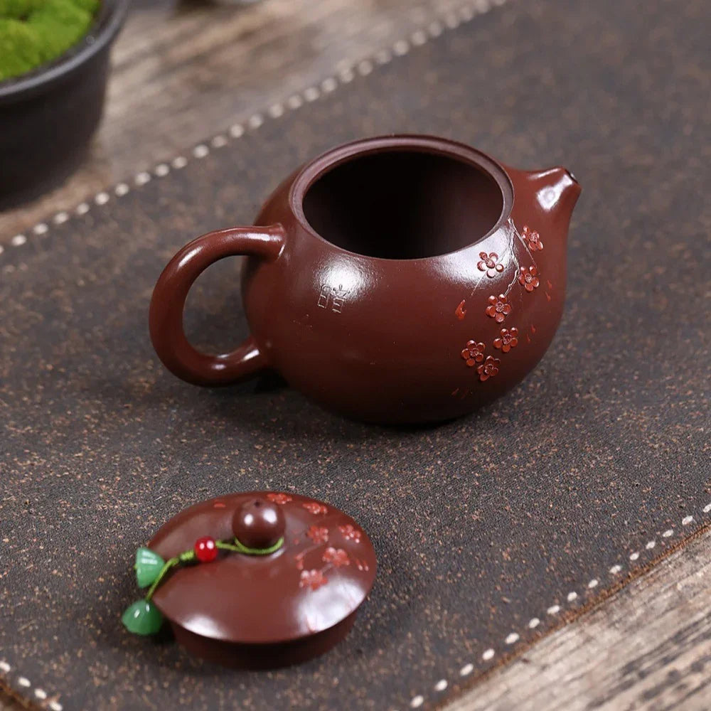 Yixing Zisha Teapot [Plum Blossom Xishi] (Zi Zhu Ni - 280ml)