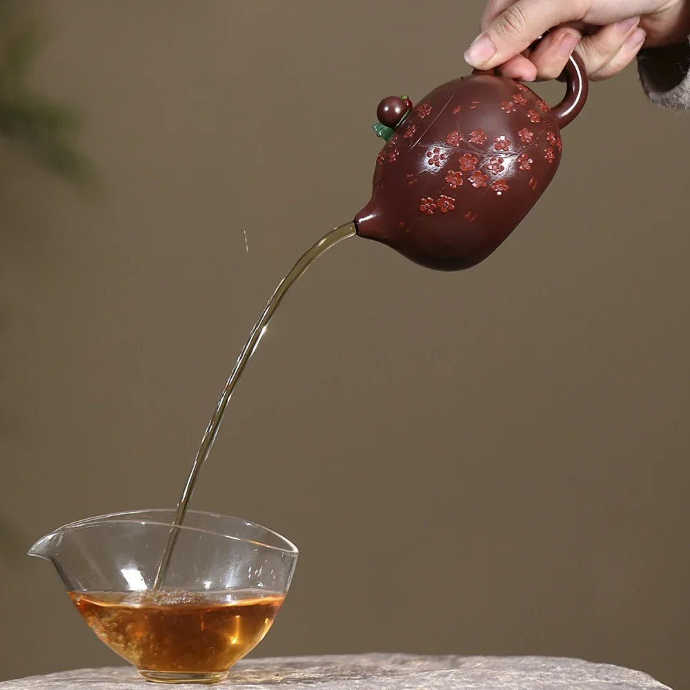 Yixing Zisha Teapot [Plum Blossom Xishi] (Zi Zhu Ni - 280ml)