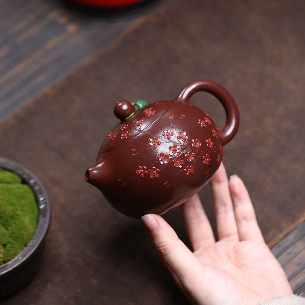 Yixing Zisha Teapot [Plum Blossom Xishi] (Zi Zhu Ni - 280ml)