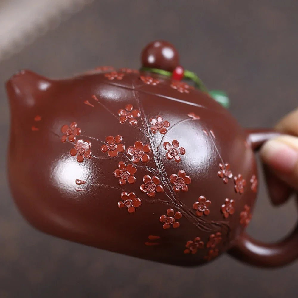 Yixing Zisha Teapot [Plum Blossom Xishi] (Zi Zhu Ni - 280ml)