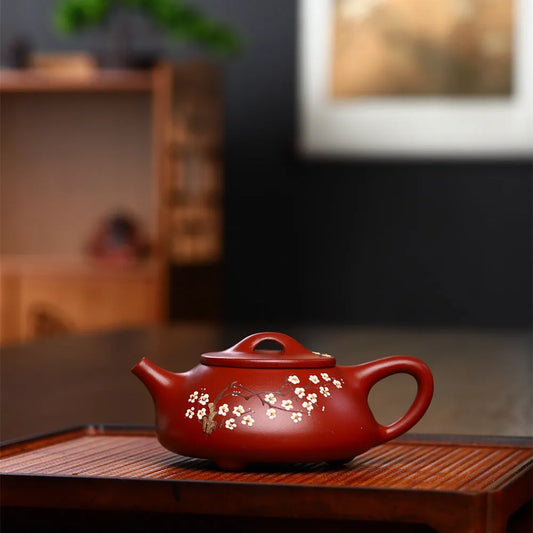 Yixing Zisha Teapot [Plum Bossom Jingzhou Shi Piao] (Dahongpao - 180ml) - YIQIN TEA HOUSE | yiqinteahouse.com | <200ml, new arrival, teapot, teaware, zisha teapot