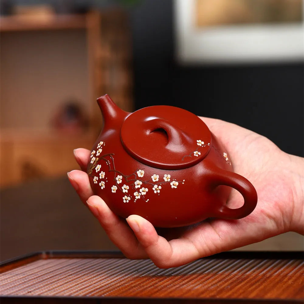 Yixing Zisha Teapot [Plum Bossom Jingzhou Shi Piao] (Dahongpao - 180ml) - YIQIN TEA HOUSE | yiqinteahouse.com | <200ml, new arrival, teapot, teaware, zisha teapot