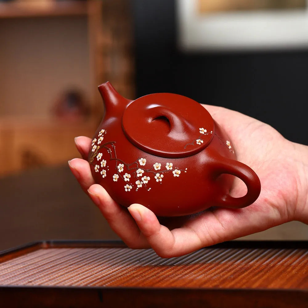 Yixing Zisha Teapot [Plum Bossom Jingzhou Shi Piao] (Dahongpao - 180ml) - YIQIN TEA HOUSE | yiqinteahouse.com | <200ml, new arrival, teapot, teaware, zisha teapot