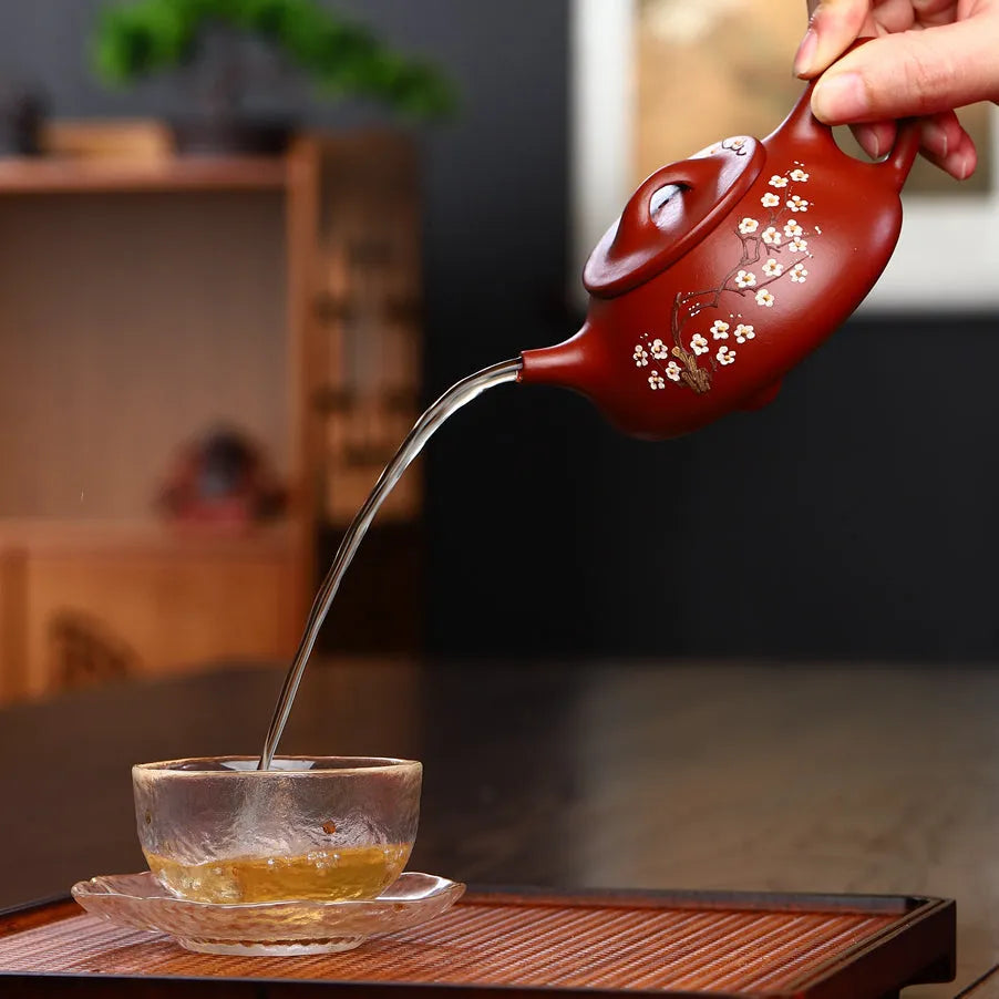 Yixing Zisha Teapot [Plum Bossom Jingzhou Shi Piao] (Dahongpao - 180ml) - YIQIN TEA HOUSE | yiqinteahouse.com | <200ml, new arrival, teapot, teaware, zisha teapot