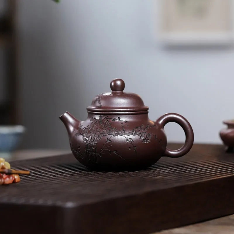 Yixing Zisha Teapot [Plum Rong Tian] (Zi Jia Ni - 270ml) - YIQIN TEA HOUSE | yiqinteahouse.com | 200-300ml, teapot, teaware, zisha teapot