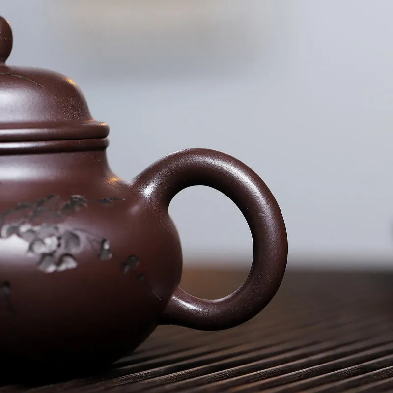 Yixing Zisha Teapot [Plum Rong Tian] (Zi Jia Ni - 270ml) - YIQIN TEA HOUSE | yiqinteahouse.com | 200-300ml, teapot, teaware, zisha teapot