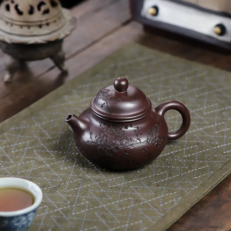 Yixing Zisha Teapot [Plum Rong Tian] (Zi Jia Ni - 270ml) - YIQIN TEA HOUSE | yiqinteahouse.com | 200-300ml, teapot, teaware, zisha teapot