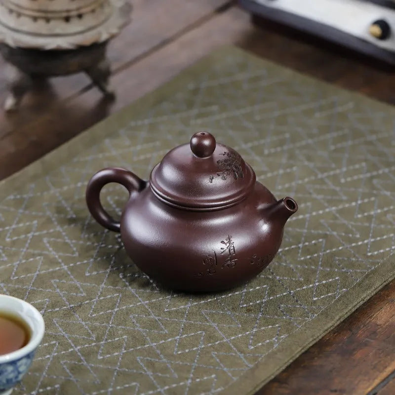 Yixing Zisha Teapot [Plum Rong Tian] (Zi Jia Ni - 270ml) - YIQIN TEA HOUSE | yiqinteahouse.com | 200-300ml, teapot, teaware, zisha teapot