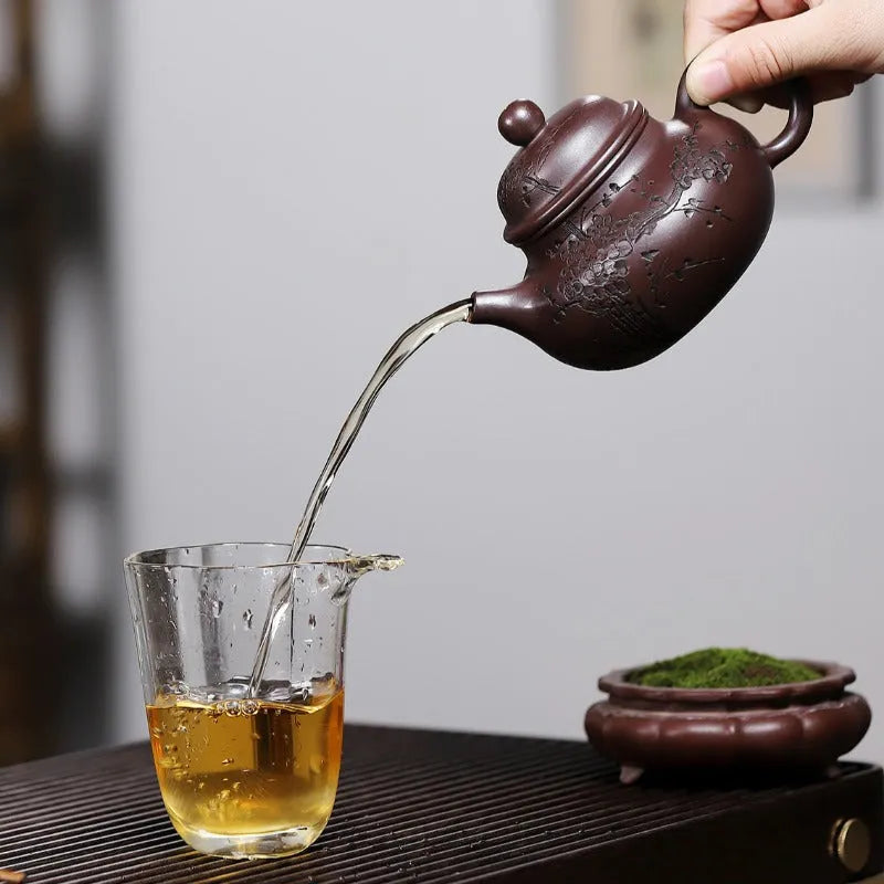 Yixing Zisha Teapot [Plum Rong Tian] (Zi Jia Ni - 270ml) - YIQIN TEA HOUSE | yiqinteahouse.com | 200-300ml, teapot, teaware, zisha teapot