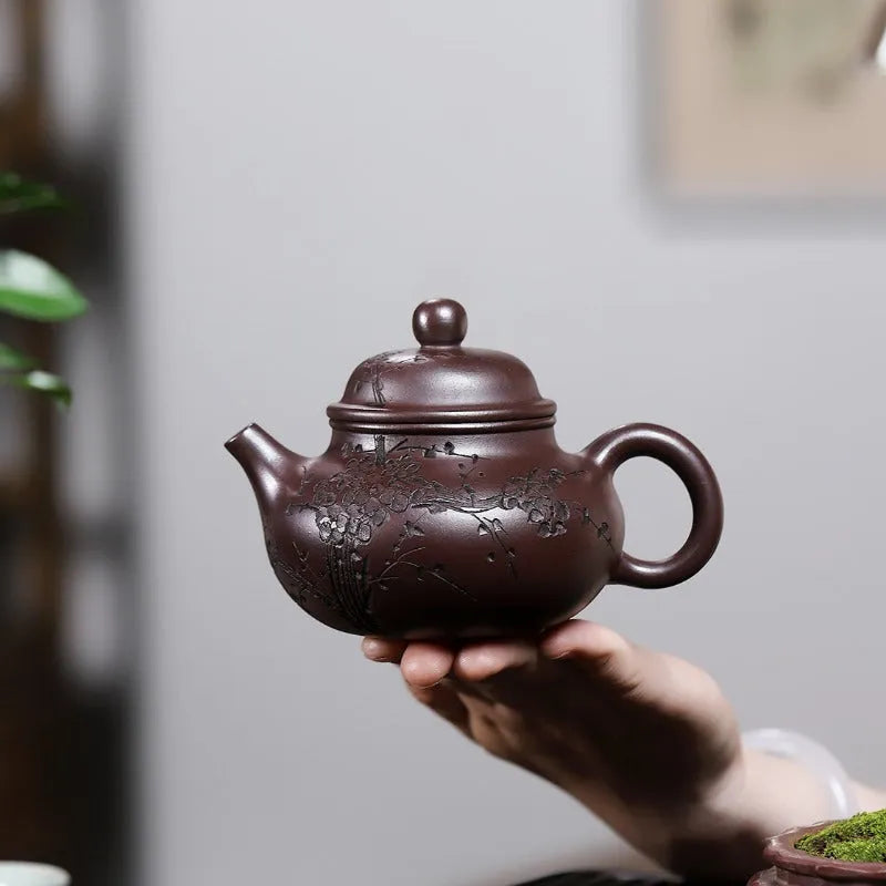 Yixing Zisha Teapot [Plum Rong Tian] (Zi Jia Ni - 270ml) - YIQIN TEA HOUSE | yiqinteahouse.com | 200-300ml, teapot, teaware, zisha teapot