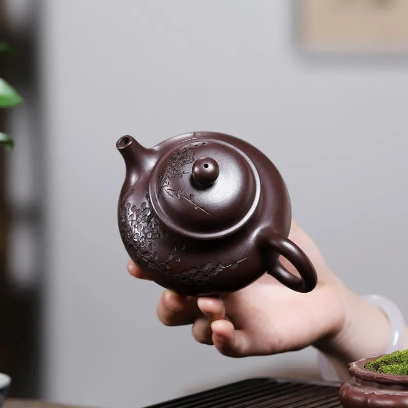 Yixing Zisha Teapot [Plum Rong Tian] (Zi Jia Ni - 270ml) - YIQIN TEA HOUSE | yiqinteahouse.com | 200-300ml, teapot, teaware, zisha teapot