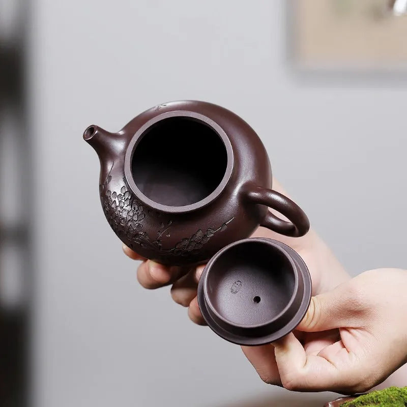 Yixing Zisha Teapot [Plum Rong Tian] (Zi Jia Ni - 270ml) - YIQIN TEA HOUSE | yiqinteahouse.com | 200-300ml, teapot, teaware, zisha teapot