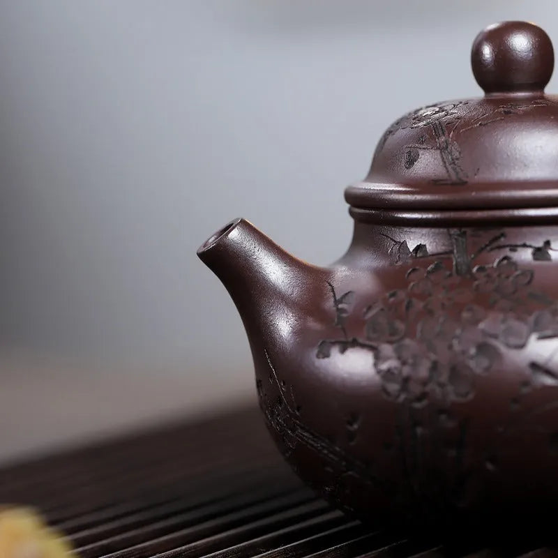 Yixing Zisha Teapot [Plum Rong Tian] (Zi Jia Ni - 270ml) - YIQIN TEA HOUSE | yiqinteahouse.com | 200-300ml, teapot, teaware, zisha teapot