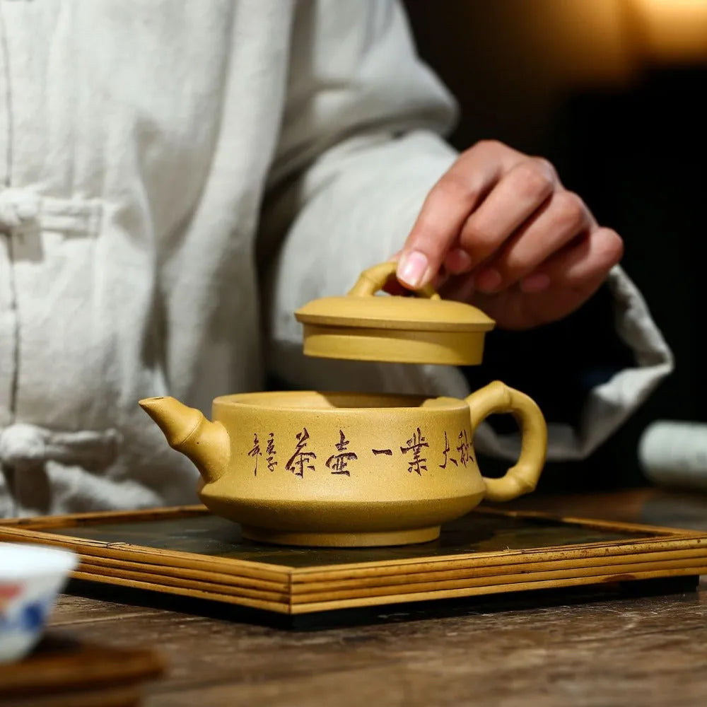 Yixing Zisha Teapot [Qianqiu Zhu Yun] (Huangjin Duan Ni - 280ml) - YIQIN TEA HOUSE | yiqinteahouse.com | 200-300ml, new arrival, teapot, teaware, zisha teapot