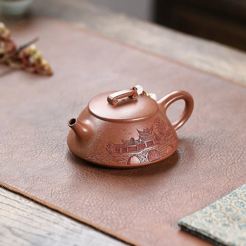 Yixing Zisha Teapot [Qiao Gai Na Piao] (Jiang Po Ni - 170ml) - YIQIN TEA HOUSE | yiqinteahouse.com | <200ml, teapot, teaware, zisha teapot