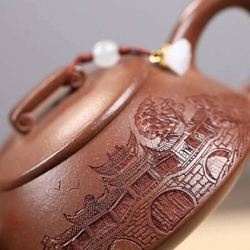 Yixing Zisha Teapot [Qiao Gai Na Piao] (Jiang Po Ni - 170ml) - YIQIN TEA HOUSE | yiqinteahouse.com | <200ml, teapot, teaware, zisha teapot
