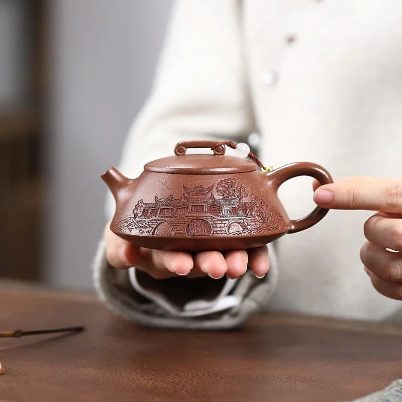 Yixing Zisha Teapot [Qiao Gai Na Piao] (Jiang Po Ni - 170ml) - YIQIN TEA HOUSE | yiqinteahouse.com | <200ml, teapot, teaware, zisha teapot