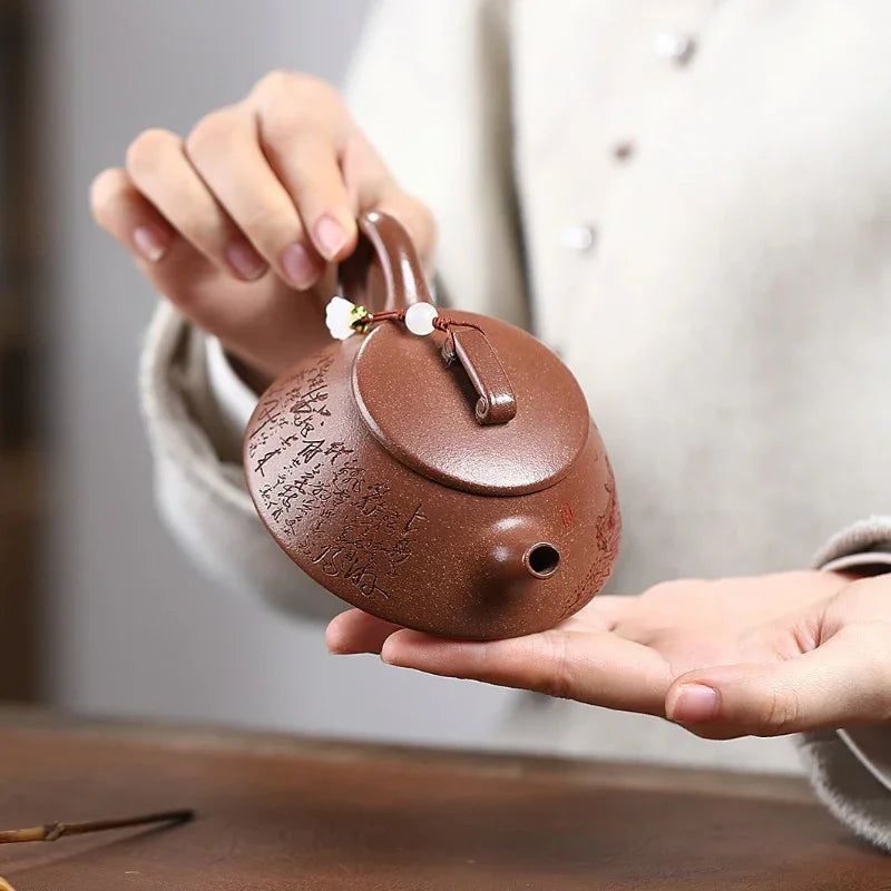 Yixing Zisha Teapot [Qiao Gai Na Piao] (Jiang Po Ni - 170ml) - YIQIN TEA HOUSE | yiqinteahouse.com | <200ml, teapot, teaware, zisha teapot