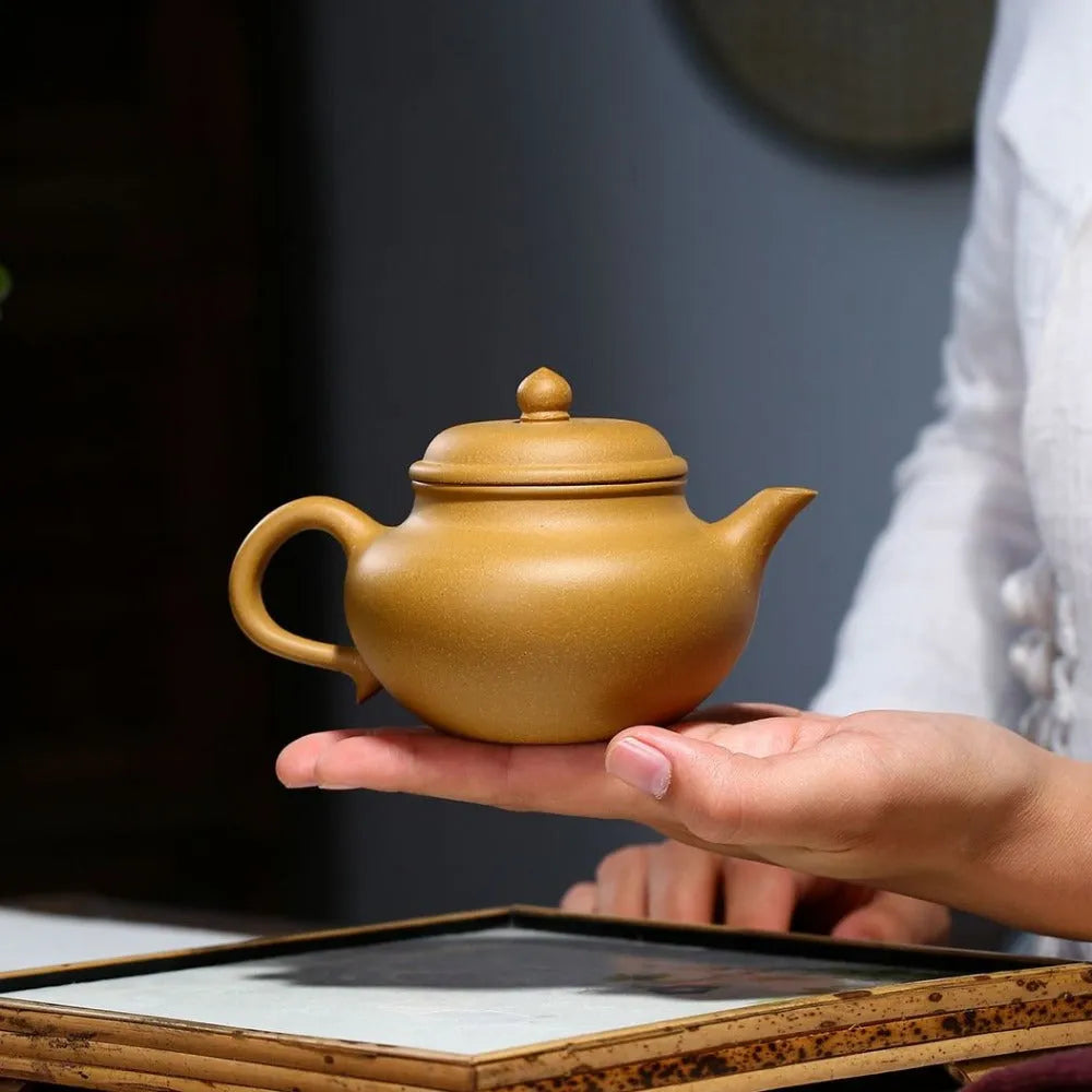 Yixing Zisha Teapot [Qingxin Qiushui] (Huangjin Duan Ni - 250ml) - YIQIN TEA HOUSE | yiqinteahouse.com | 200-300ml, new arrival, teapot, teaware, zisha teapot