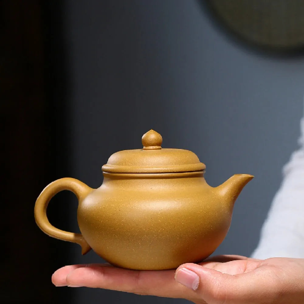 Yixing Zisha Teapot [Qingxin Qiushui] (Huangjin Duan Ni - 250ml) - YIQIN TEA HOUSE | yiqinteahouse.com | 200-300ml, new arrival, teapot, teaware, zisha teapot