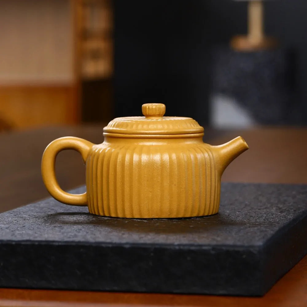 Yixing Zisha Teapot [Ribbed Dezhong] (Huang Duan Ni - 280ml) - YIQIN TEA HOUSE | yiqinteahouse.com | 200-300ml, new arrival, teapot, teaware, zisha teapot