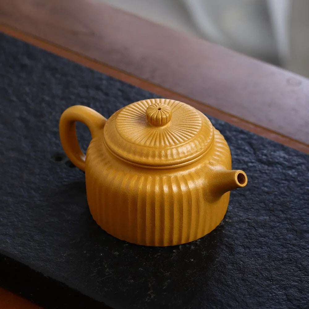 Yixing Zisha Teapot [Ribbed Dezhong] (Huang Duan Ni - 280ml) - YIQIN TEA HOUSE | yiqinteahouse.com | 200-300ml, new arrival, teapot, teaware, zisha teapot