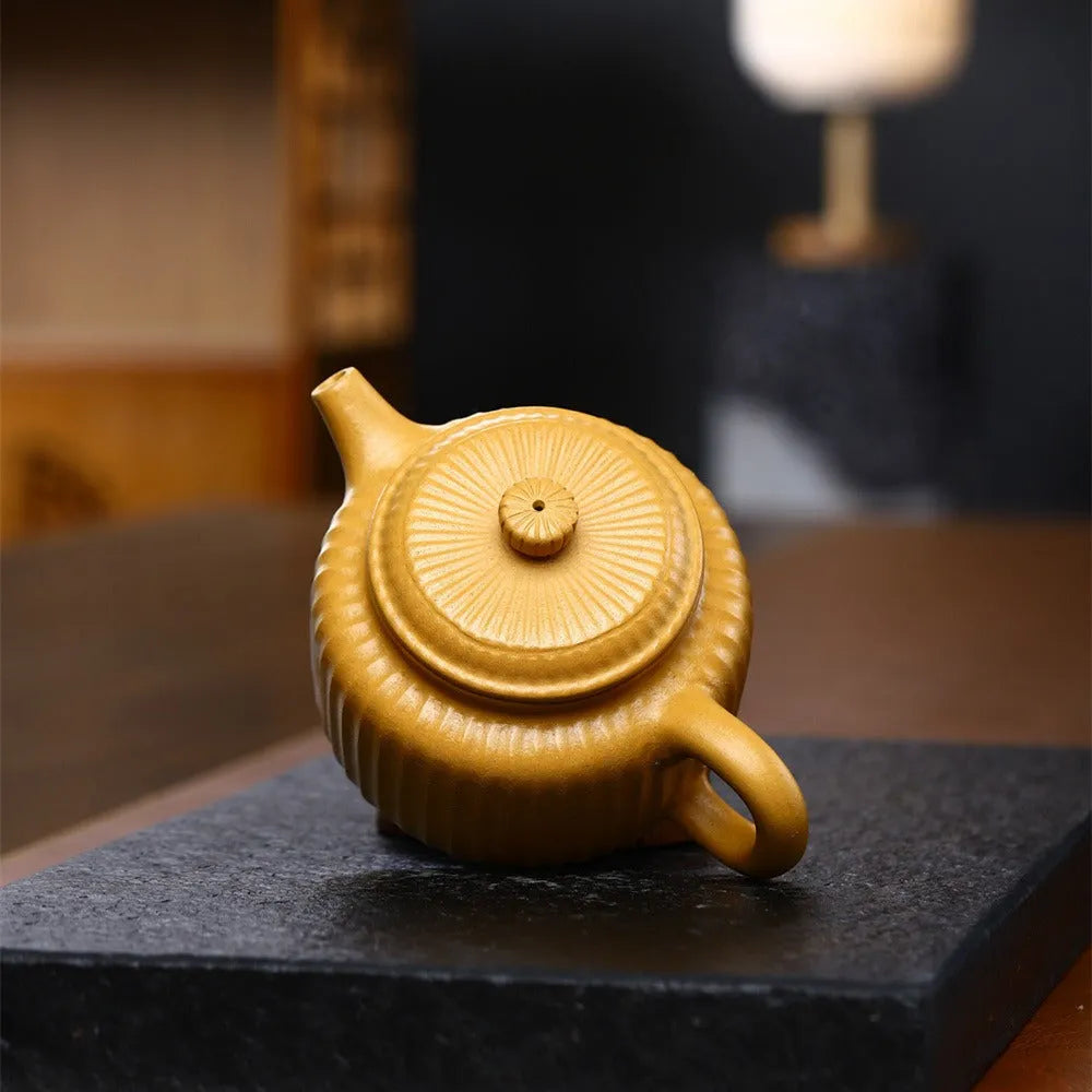 Yixing Zisha Teapot [Ribbed Dezhong] (Huang Duan Ni - 280ml) - YIQIN TEA HOUSE | yiqinteahouse.com | 200-300ml, new arrival, teapot, teaware, zisha teapot