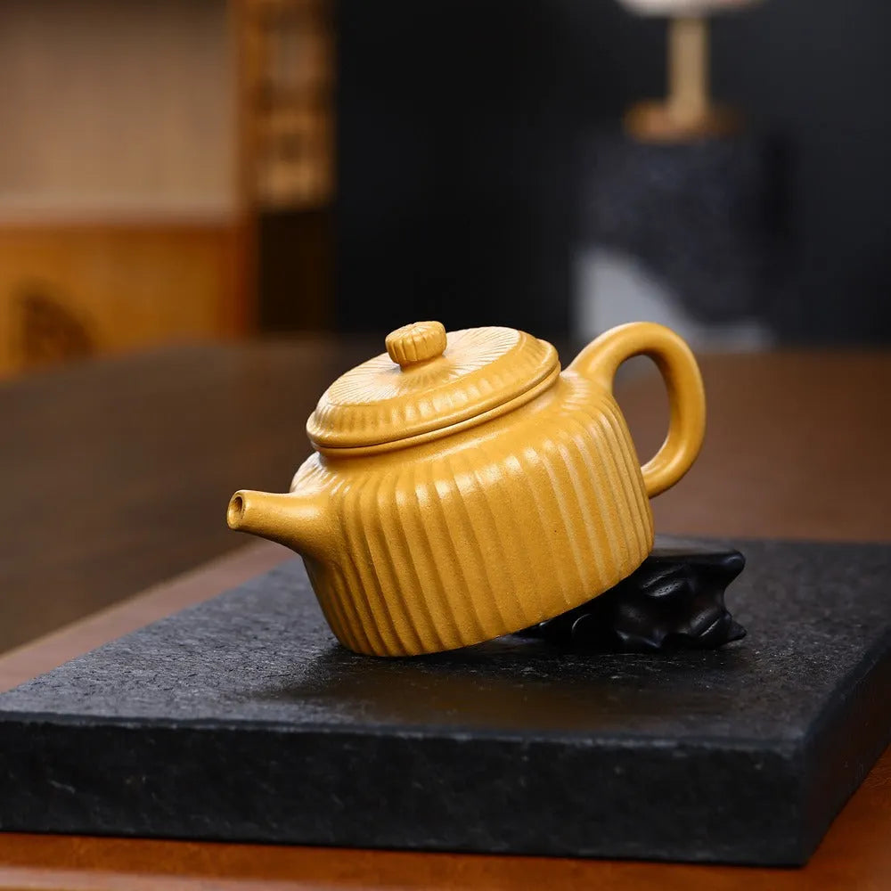 Yixing Zisha Teapot [Ribbed Dezhong] (Huang Duan Ni - 280ml) - YIQIN TEA HOUSE | yiqinteahouse.com | 200-300ml, new arrival, teapot, teaware, zisha teapot