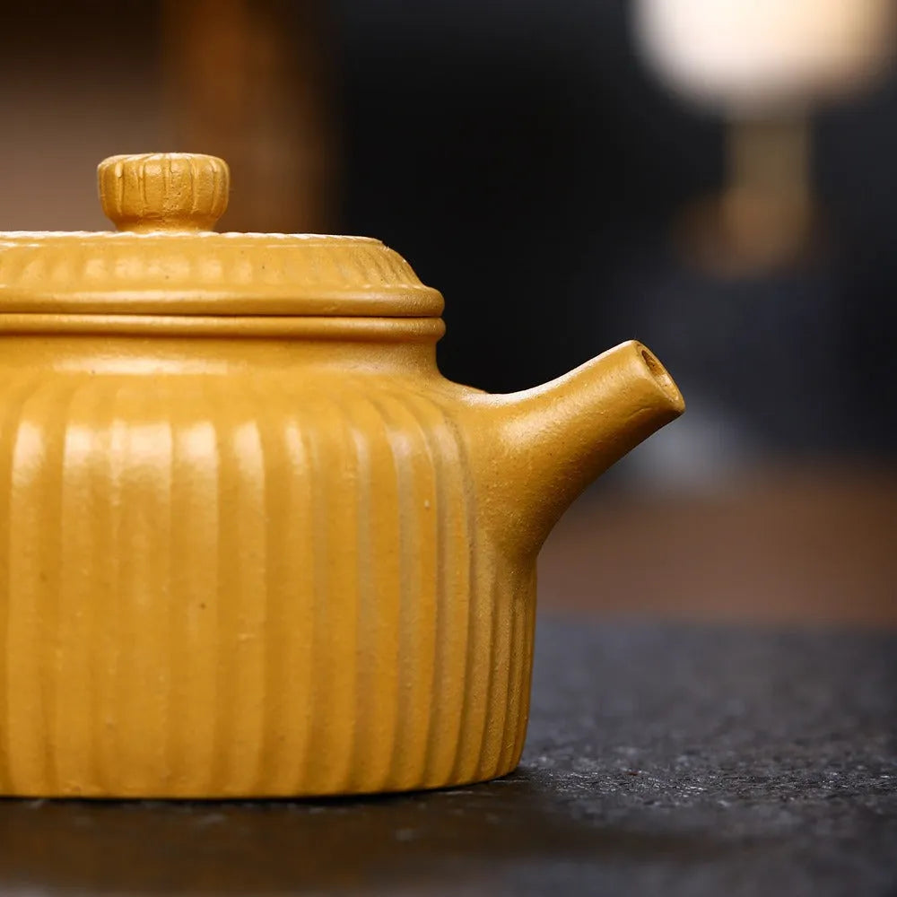 Yixing Zisha Teapot [Ribbed Dezhong] (Huang Duan Ni - 280ml) - YIQIN TEA HOUSE | yiqinteahouse.com | 200-300ml, new arrival, teapot, teaware, zisha teapot