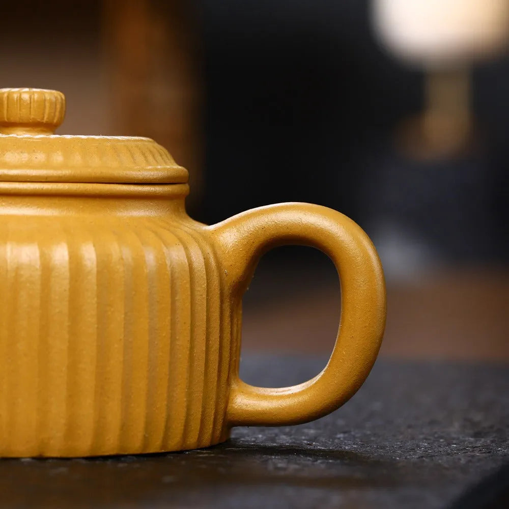 Yixing Zisha Teapot [Ribbed Dezhong] (Huang Duan Ni - 280ml) - YIQIN TEA HOUSE | yiqinteahouse.com | 200-300ml, new arrival, teapot, teaware, zisha teapot