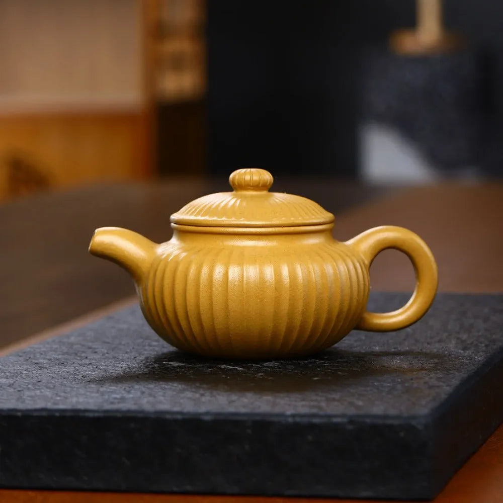 Yixing Zisha Teapot [Ribbed Fanngu] (Huang Duan Ni - 230ml) - YIQIN TEA HOUSE | yiqinteahouse.com | 200-300ml, new arrival, teapot, teaware, zisha teapot