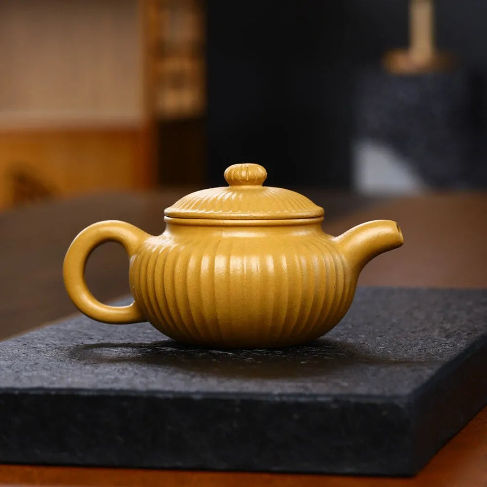 Yixing Zisha Teapot [Ribbed Fanngu] (Huang Duan Ni - 230ml) - YIQIN TEA HOUSE | yiqinteahouse.com | 200-300ml, new arrival, teapot, teaware, zisha teapot