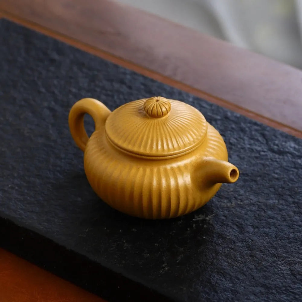 Yixing Zisha Teapot [Ribbed Fanngu] (Huang Duan Ni - 230ml) - YIQIN TEA HOUSE | yiqinteahouse.com | 200-300ml, new arrival, teapot, teaware, zisha teapot