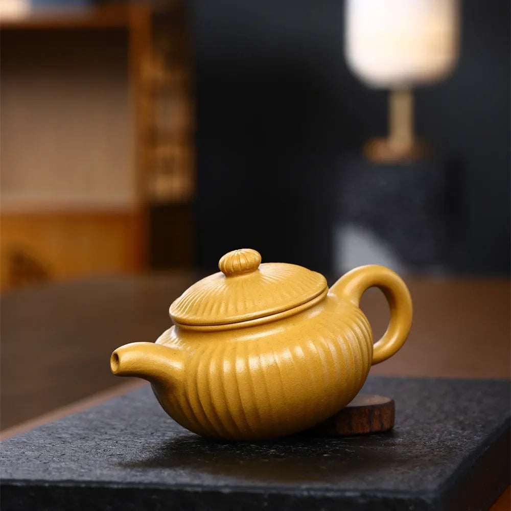 Yixing Zisha Teapot [Ribbed Fanngu] (Huang Duan Ni - 230ml) - YIQIN TEA HOUSE | yiqinteahouse.com | 200-300ml, new arrival, teapot, teaware, zisha teapot