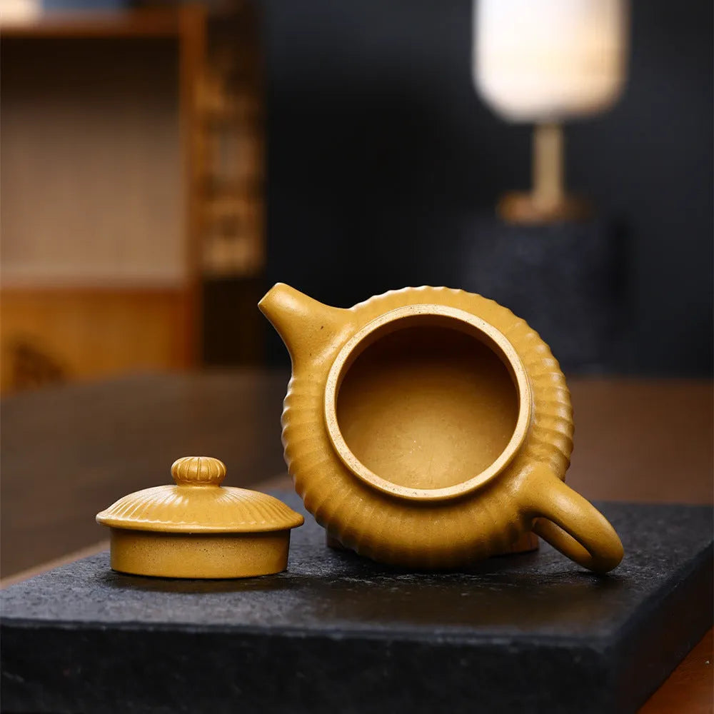 Yixing Zisha Teapot [Ribbed Fanngu] (Huang Duan Ni - 230ml) - YIQIN TEA HOUSE | yiqinteahouse.com | 200-300ml, new arrival, teapot, teaware, zisha teapot