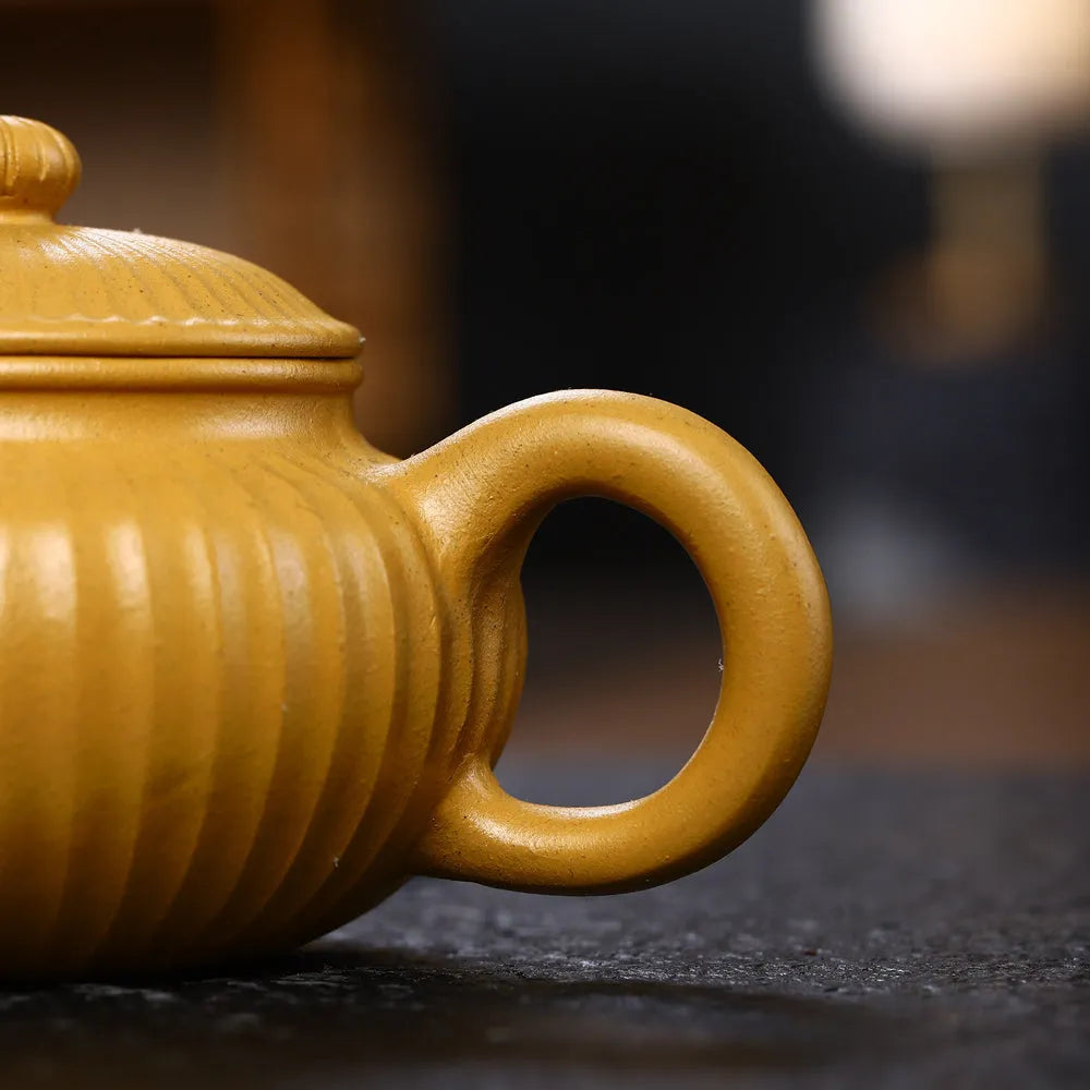 Yixing Zisha Teapot [Ribbed Fanngu] (Huang Duan Ni - 230ml) - YIQIN TEA HOUSE | yiqinteahouse.com | 200-300ml, new arrival, teapot, teaware, zisha teapot