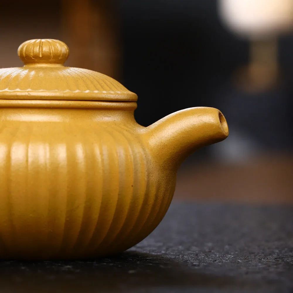 Yixing Zisha Teapot [Ribbed Fanngu] (Huang Duan Ni - 230ml) - YIQIN TEA HOUSE | yiqinteahouse.com | 200-300ml, new arrival, teapot, teaware, zisha teapot