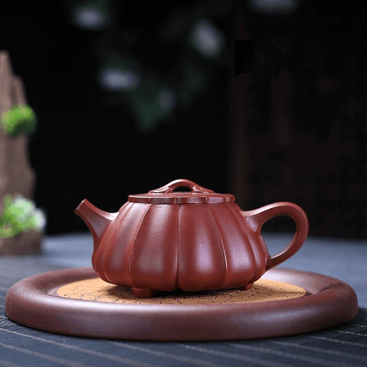 Yixing Zisha Teapot [Ribbed Shi Piao] (Dahongpao -200ml) - YIQIN TEA HOUSE | yiqinteahouse.com | 200-300ml, teapot, teaware, zisha teapot