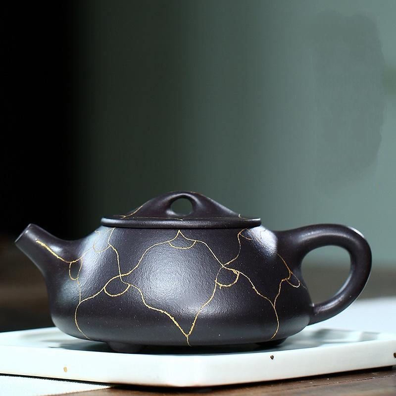 Yixing Zisha Teapot [Ruyi Gold Shi Piao] (Hei Jin Sha - 320ml) - YIQIN TEA HOUSE | yiqinteahouse.com | >300ml, teapot, teaware, zisha teapot