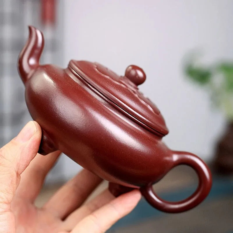 Yixing Zisha Teapot [Ruyi Tripod] (Zi Ni - 280ml) - YIQIN TEA HOUSE | yiqinteahouse.com | 200-300ml, new arrival, teapot, teaware, zisha teapot