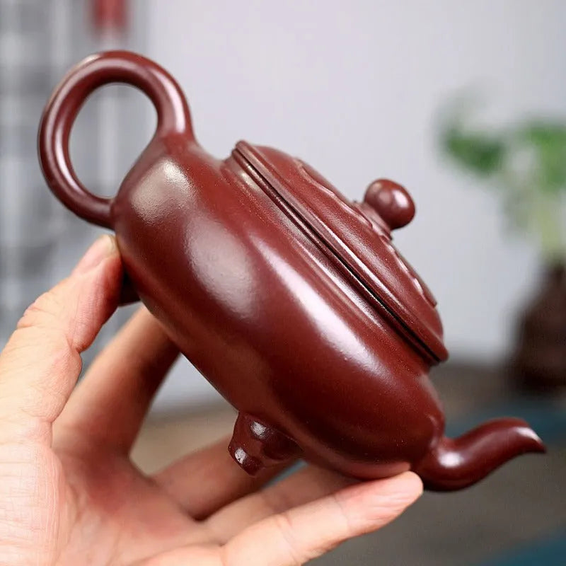 Yixing Zisha Teapot [Ruyi Tripod] (Zi Ni - 280ml) - YIQIN TEA HOUSE | yiqinteahouse.com | 200-300ml, new arrival, teapot, teaware, zisha teapot