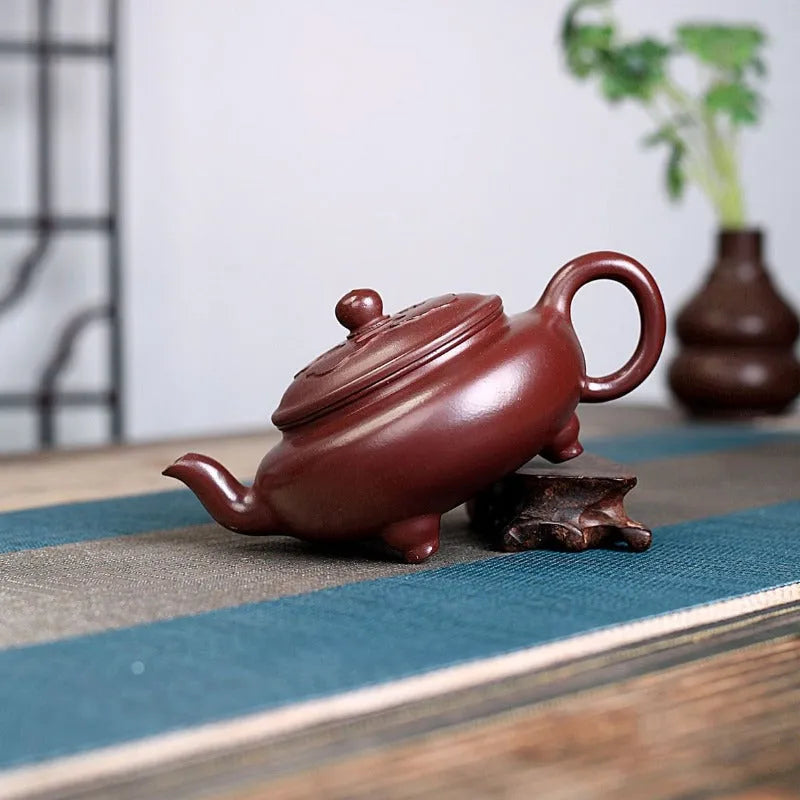 Yixing Zisha Teapot [Ruyi Tripod] (Zi Ni - 280ml) - YIQIN TEA HOUSE | yiqinteahouse.com | 200-300ml, new arrival, teapot, teaware, zisha teapot